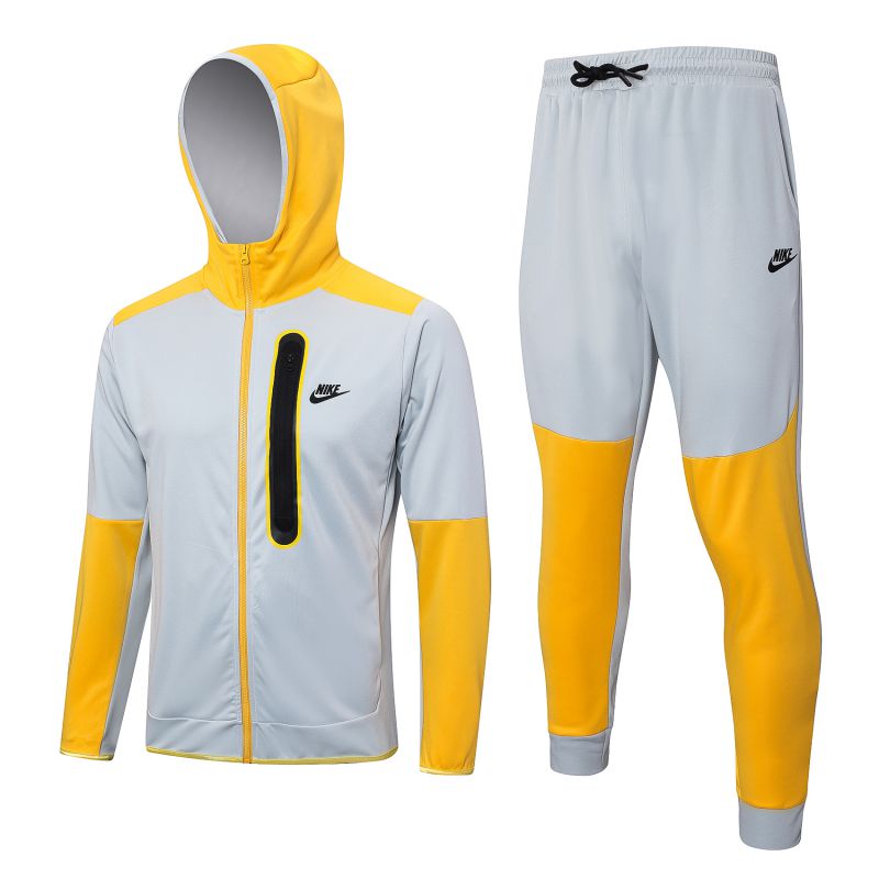 Conjunto Nike Tech Fleece Inside Cinza e Amarelo