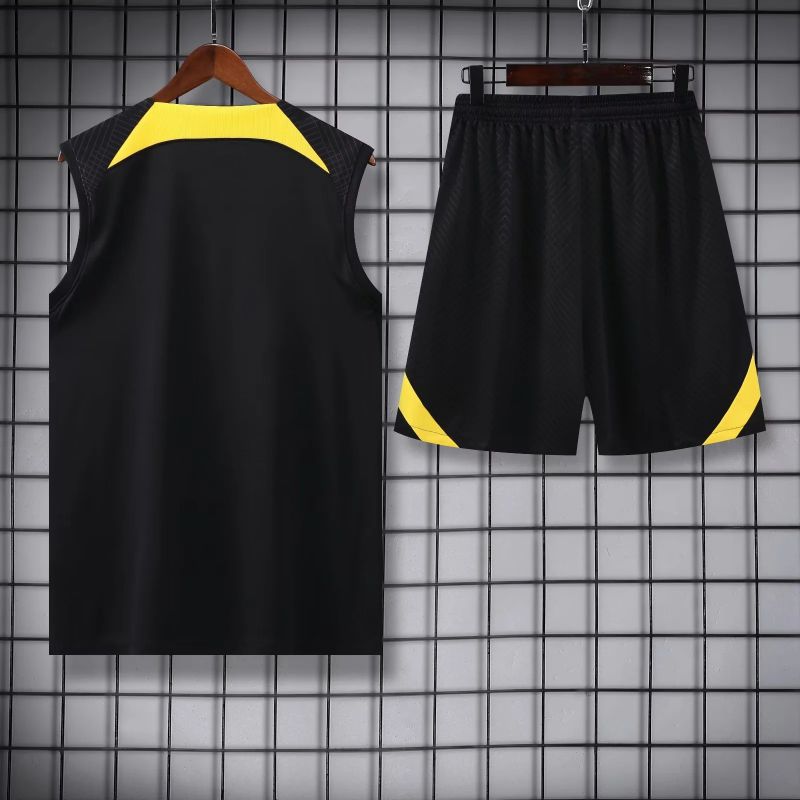 Kit Camisa Regata e Short PSG Preto e Amarelo 23/24