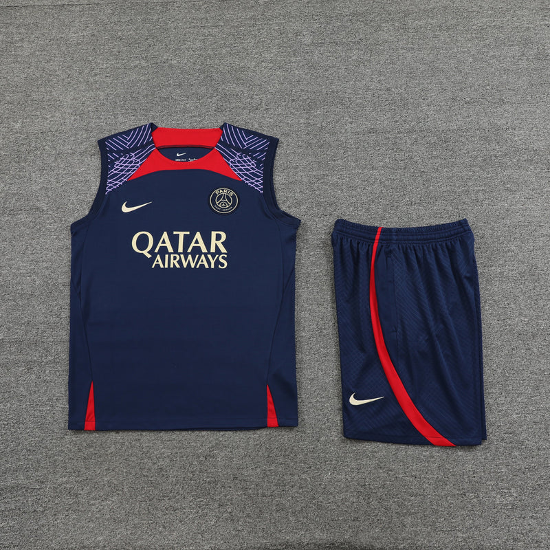 Kit Camisa Regata e Short PSG Azul 22/23