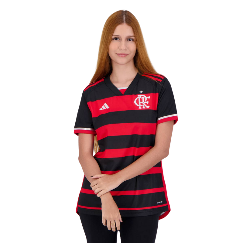 Camisa Feminina Flamengo I 2024/25 - Vermelha e Preta