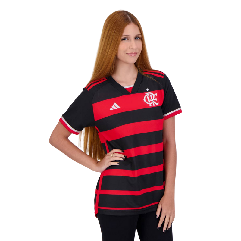 Camisa Feminina Flamengo I 2024/25 - Vermelha e Preta