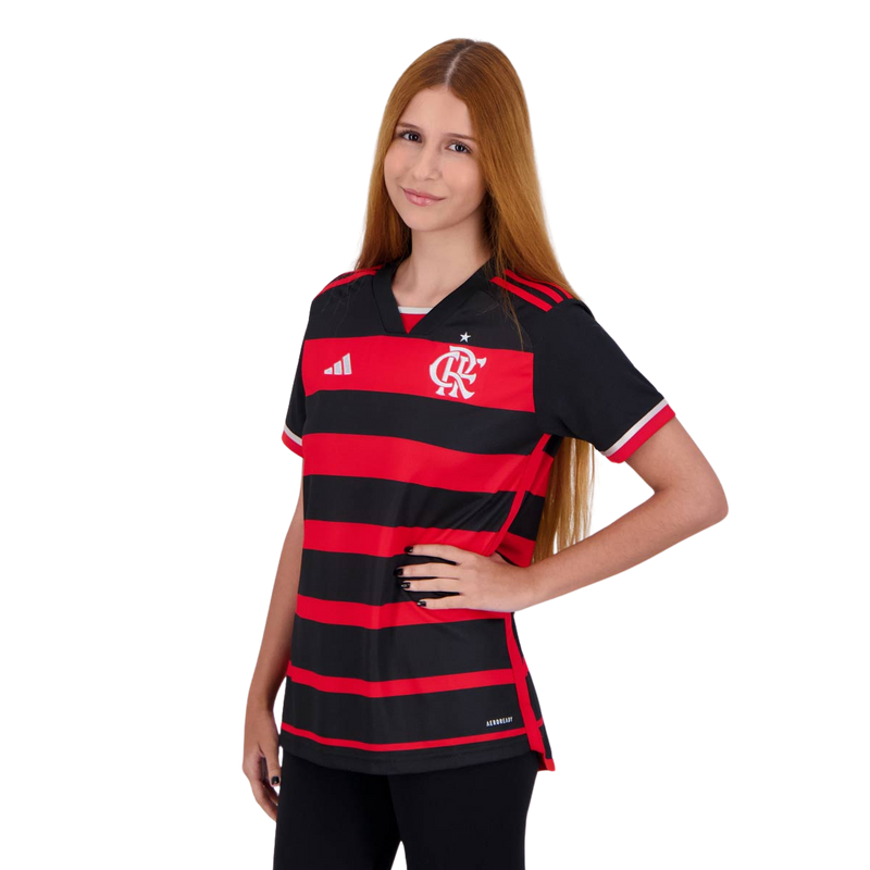 Camisa Feminina Flamengo I 2024/25 - Vermelha e Preta