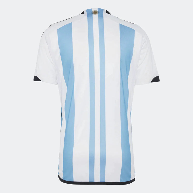 Camisa Argentina I 2022/23 Torcedor Adidas - Branca e Azul Celeste (3 estrelas + Patch Campeão Copa Mundo 2022)