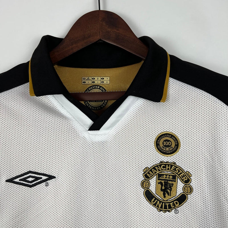 Camisa Retrô Manchester United Edição 100 Anos Masculina- Umbro Braca e preta, Dourada e Preta Dupla Face