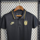 Camisa Polo Feminina Brasil Preta e Gold - Lagrife Sport