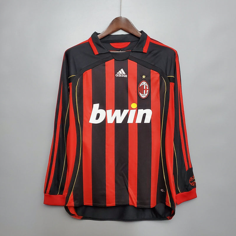 Camisa Manga Longa Milan 06/07 Adidas - Preto e Vermelho