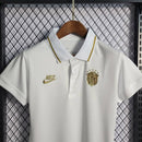 Camisa Polo Brasil Feminina Branca e Dourada Gold - Lagrife Sport